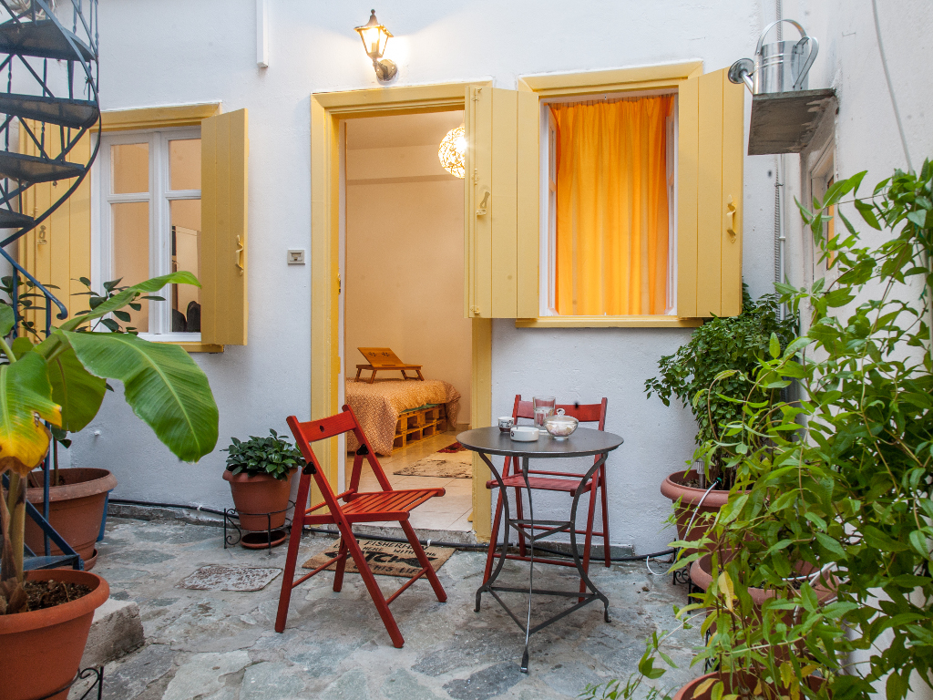 Charming private yard view with Mediterranean plants in Perfect studio